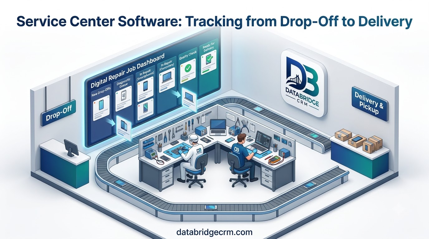 How DataBridgeCRM's Service Center Software Works for Phone, Computer & Electronics Repair Shops